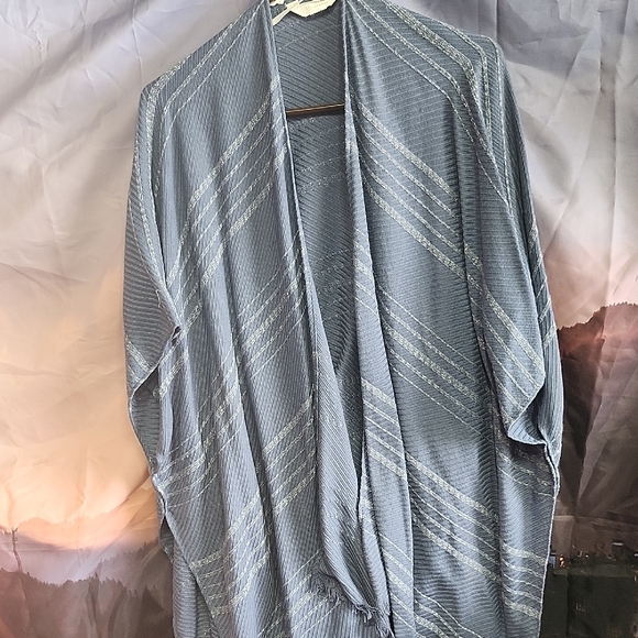 LC Lauren Conrad Blue Striped Poncho - Picture 1 of 2